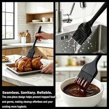 2 Pack Silicone Basting Brushes - Heat Resistant Pastry Brushes for Cooking BBQ Grill Baking Roasting, Oil Butter Sauce Marinade Egg Wash, One-Piece Design Dishwasher Safe Non-Slip, Large & Small