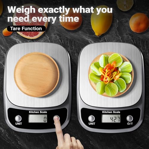 GRAM PRES Food Kitchen Scale Digital Weight Grams and Oz 10kg/1g | Professional Digital Kitchen Food Scales for Weight Loss Dieting Baking Cooking,Stainless Steel Weighing Platform,LCD Display - color: Silver-K1905-10kg