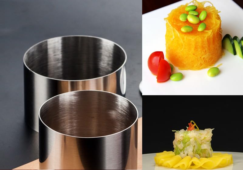 Stainless Steel 3D Cake Molds with Pusher Lifter Cooking Rings Set of 4,Baking Dish Bakeware Tools Cupcake Mold Mousse Ring Cheese Tools Salad Cake Dessert Mould(4 Different Shapes) - color: 4 Different Shapes