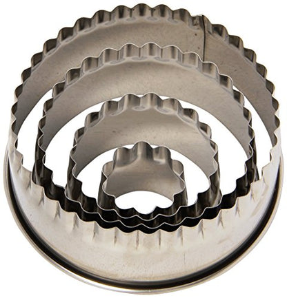 Ateco Fluted Edge Round Cutters in Graduated Sizes, Stainless Steel, 4 Pc Set - size: Fluted Edge, style: Round (4 pcs)