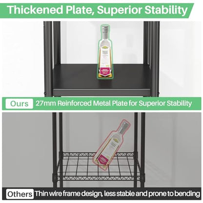 PXRACK 5-Tier Kitchen Storage Shelves, Adjustable Metal Shelves for Storage Pantry Shelves with Rolling Wheels, Storage Rack Shelving Unit Organizer for Bedroom Laundry Closet - size: 17"L x 12.4"W x 59"H