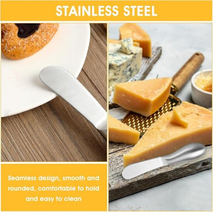 Linwnil 4-Piece Stainless Steel Butter Knife Set - Cheese & Butter Spreader Knives - Charcuterie Utensils - Dishwasher Safe - Silver