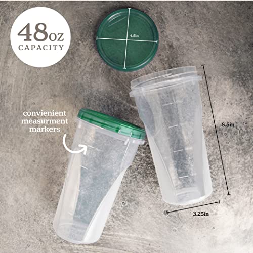 PLASTICPRO 48 Ounce Twist Top Deli Containers Clear bottom With Green Top Twist on Lids Reusable, Stackable, Food Storage Freezer Container Pack of 4 - color: Green