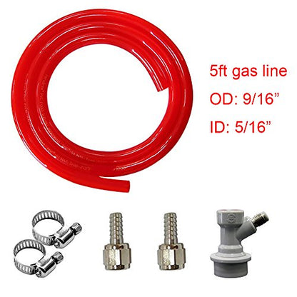 PERA 3/16" ball lock beer line assembly & 5/16" ball lock gas line assembly for beer making
