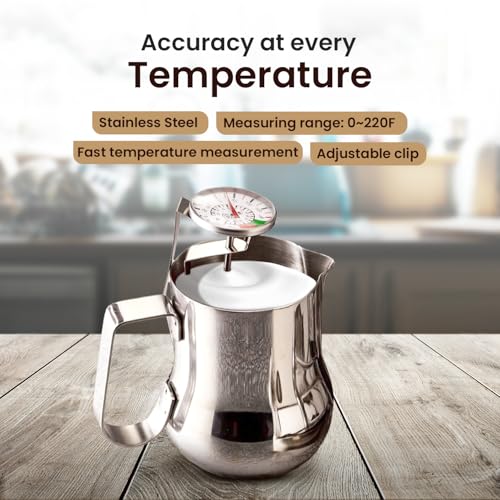 Rattleware 7” Easy Steam Thermometer for Home, Cafe, Restaurants, Residential, Or Commercial Use - Milk Frothing Thermometer and Barista Thermometer - Durable Fast Reading Thermometer (25mm Dial)