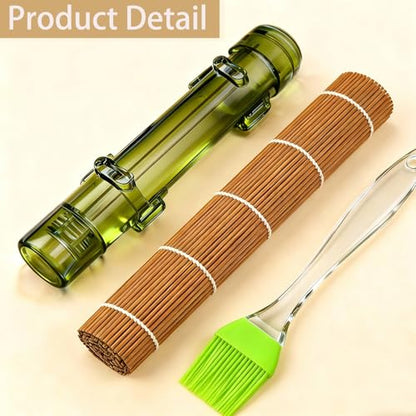 Sushi Making Kit – Clear Sushi Bazooka Roller & Bamboo Sushi Rolling Mat, Easy DIY Sushi Maker Tool Set for Beginners, Homemade Sushi Rolls for Kitchen & Party (Clear Green) - color: Clear Green