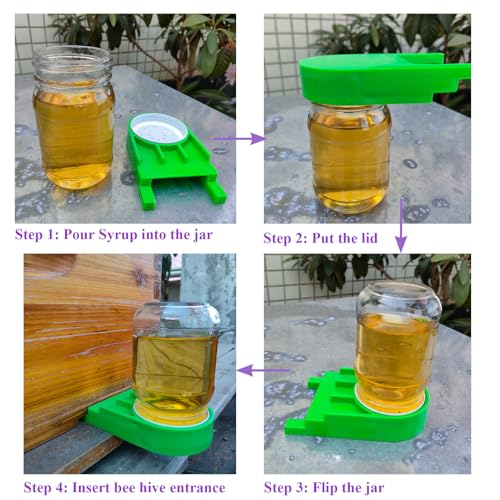 4 Pack Bee Hive Feeder -Green Entrance Feeders for Bee Hives - Easy and Effective Water or Sugar Syrup Feeding Solution (Upgraded Version) - color: Green