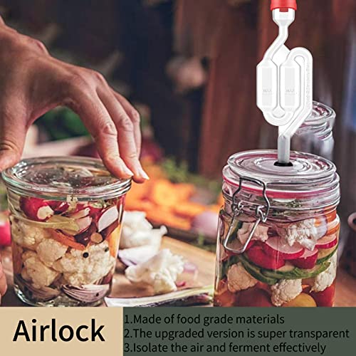 Airlocks for Fermenting, Brewing Supplies, Super Transparent Upgraded Version of 4 Fermentation Airlock, 4#6 Stoppers and 8 Airlock Grommets, Used for Brewing Wine, Beer, Sauerkraut, Pickles, Etc - color: Red-4 PCS