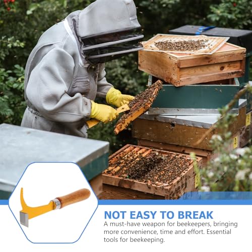 CHILDWEET Portable Beekeeping Scraper Tool Wood Handle and Stainless Steel Blade, Sturdy Hive Frame Scraper for Beehive Cleaning, for Beginner Beekeepers and Professional Use Random Color
