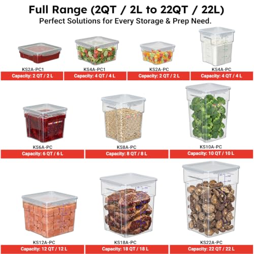 2 Pack 6 QT Airtight Food Storage Containers with Lids, Commercial Kitchen Ingredient Containers with Recessed Handles and Labeling Area, Clear Stackable Storage for Rice, Flour, Sugar, Grains - size: 2 X 6.0(QT)