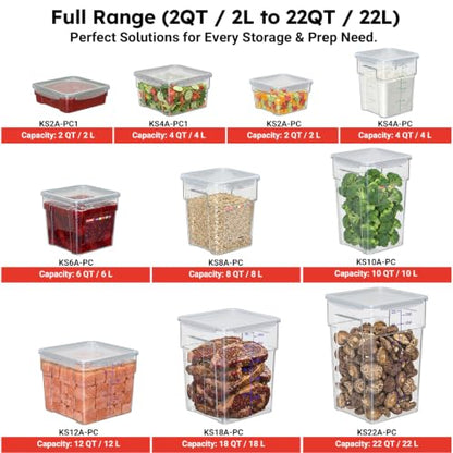 2 Pack Airtight Commercial Food Storage Container Set, Includes 2 QT & 4 QT Clear Containers, Stackable, Gold Scale Markings for Coffee Beans, Sugar and Dry Ingredients, Shallow Model - size: 2.0(QT)+4.0(QT)-Shallow