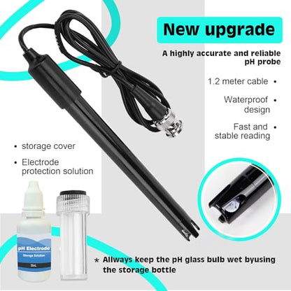 Smart pH Meter for Laboratory, Digital pH Tester, Accurate Hydroponic pH Test Kits, pH Meter with line for Pool Aquarium Water Treatment Accurately Measure and Monitor pH in Wide Range of Media