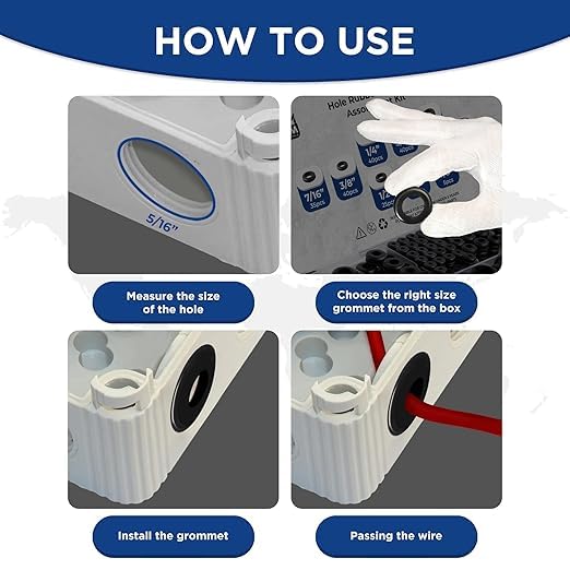 Rubber Grommets kit for Wiring- 205pcs Assorted in 9 Sizes 1",1/2",1/4", 3/4", 3/8", 5/8", 5/16", 7/8",7/16 "-Waterproof & Tear Resistant Firewall Grommets Perfect for Safe Sealing in Automotive. - size: 9 Sizes-205pcs