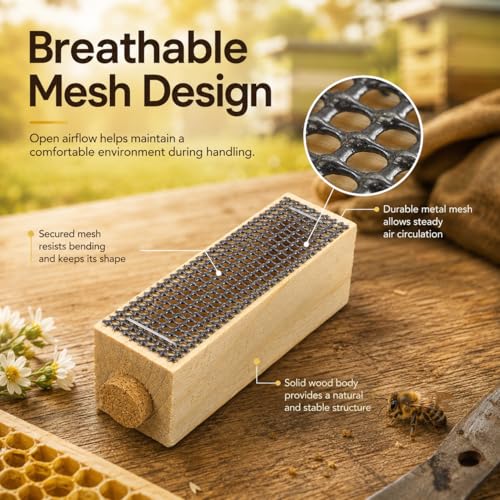 Toddmomy Wooden Bee Cage 5 Pack Beekeeping Tool with Ventilated Wire Mesh for Safe Queen Rearing and Hive Management - size: 6.00X2.00X2.00CM