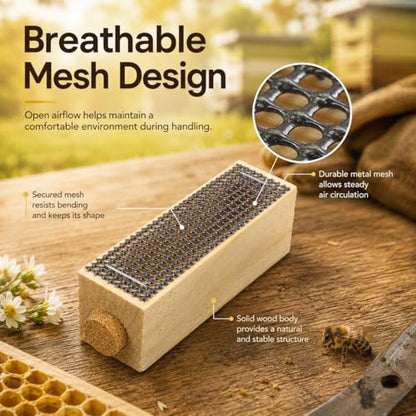 Toddmomy Wooden Bee Cage 5 Pack Beekeeping Tool with Ventilated Wire Mesh for Safe Queen Rearing and Hive Management - size: 6.00X2.00X2.00CM
