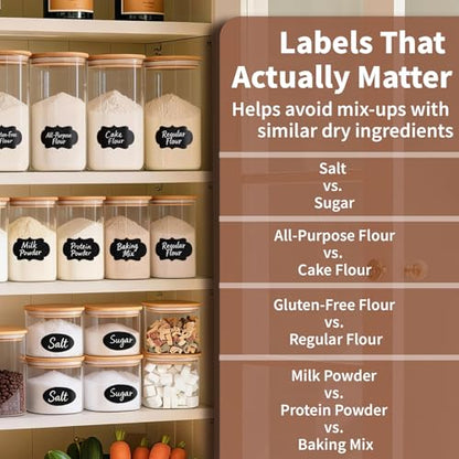 77L Glass Storage Containers with Lids [Multi-Size Set of 5], Airtight Glass Canisters for Kitchen & Pantry Organization, Clear Food Jars for Pasta, Cereal, Flour, Sugar, Coffee, Nuts & Snacks
