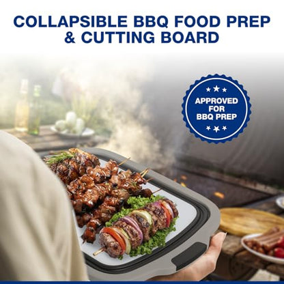 2-Pack XL Collapsible BBQ Prep Tub with Built-In Cutting Board, Lid & Strainer – Marinate, Drain & Prep – Large Food-Safe Container – Perfect for Grilling, Smoking & Outdoor Cooking (Black) - color: Black
