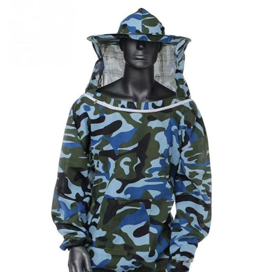 Acouto Beekeeping Jacket Ultra Lightweight Maximum with Detachable Veil Hood for Beginner & Professional Beekeepers – Blue, Polyester Ventilated Beekeeper Jacket for Honey Harvesting (Light Blue) - color: Light Blue