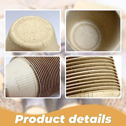 LeonBach 150 Pack 4oz Natural Bagasse Fiber Sauce Cups, Compostable Small Disposable Paper Dipping Bowls Biodegradable Condiment Portion Sample Snack Charcuterie Serving Tasting Cups - color: Brown, style: 4oz-150 Pack