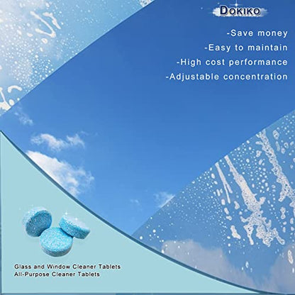 DOKIKO 100 PCS Glass Cleaner Refill,Glass Clean Tablets, Window Clean Refill Tablets, Plastic-Free Formula for Windows,1600fl oz Spray Plastic-Free Formula for Windows, Mirrors & Windshields - size: 100 Count (Pack of 1)