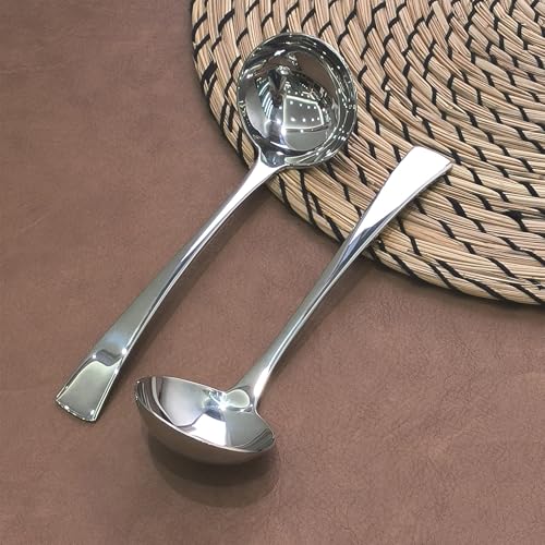 7.7 Inch Small Ladle,Pack of 2,Premium 18/10 Stainless Steel Kitchen Ladle for Soups,dressings,Sauces,Gravy,Stews and More,Silver