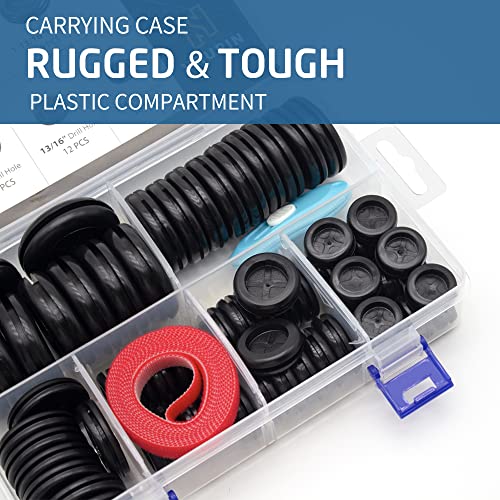 Vrupin 66Pcs Rubber Grommet Assorted Kit, Drill Hole Firewall Hole Plugs Wire Protection, 6 Sizes 1-13/16" 1-1/2" 1" 7/8" 5/8" 3/16" - size: 6 Sizes-Black