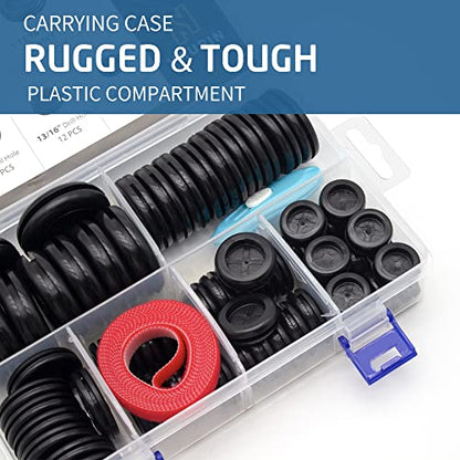 Vrupin 66Pcs Rubber Grommet Assorted Kit, Drill Hole Firewall Hole Plugs Wire Protection, 6 Sizes 1-13/16" 1-1/2" 1" 7/8" 5/8" 3/16" - size: 6 Sizes-Black