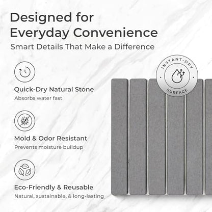 Stone Drying Mat for Kitchen Counter, Extra Large Stone Dish Drying Mat 23.6 x 15.5 in, Quick Drying Matt Kitchen Counter for Dishes, Soapstone Dish Mat, Quick Dry Gray Diatomite Sink Pad