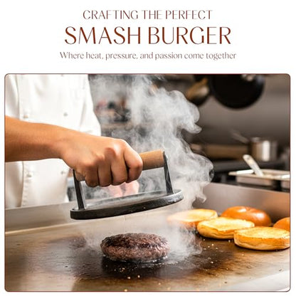 Bellemain Heavy Duty Cast Iron Smash Burger Press 7" Round Grill Press for Cooking Burgers, Bacon, Sandwiches, Steak, BBQ, Ground Beef, Meats, Sausages, and So On - size: 7" Burger Press