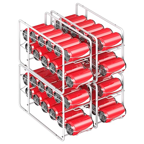 MOOACE 4 Pack Can Dispenser Rack, Stackable Can Storage Organizer Holder for Canned food Kitchen Cabinet Pantry Countertop, White - color: White
