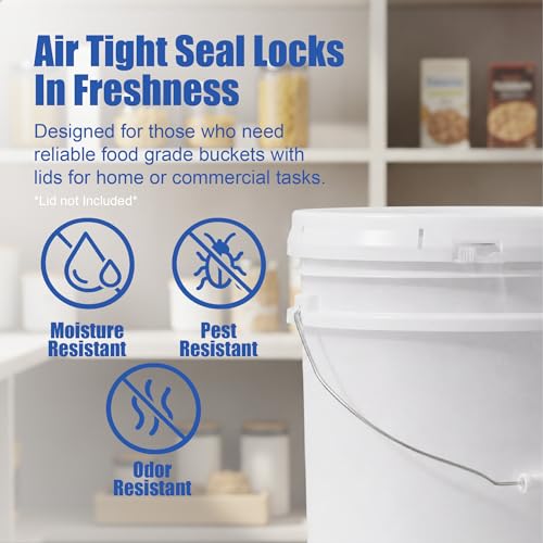 ePackageSupply 5 Gallon Bucket - Food Grade Bucket, Metal Handle Grip, BPA-Free, Heavy-Duty 90 Mil HDPE Plastic Pail, Stackable Utility Container, Made in USA, Lid Not Included, Translucent, 6 Packs - color: Translucent, size: 6 Packs