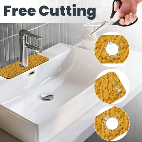 Cheese And Macaroni Faucet Mat For Kitchen Sink, Absorbent Countertop Protector, Quick Dry Sink Splash Guard Pad, Waterproof Draining Mat 15" X 5.5" - color: Style 9