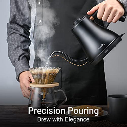 Mecity Electric Kettle Gooseneck Water Kettle Stainless Steel Tea Kettle Water Boiler Fast Heating, Auto Shut Off, 27 fl oz, 1000W, Matte Black - color: Black