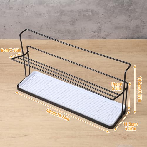 2-Tier Bottle Drying Rack Cup Cradle Storage with Drain Removable Tray Mug Organizer Over Sink Instant Dry Small Dish Dryer for Kitchen Countertop Water Bottles and Tumblers,Coffee Mugs, Glasses 15.7“