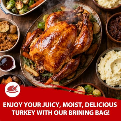 Turkey Brine Bags, 2 Pack Extra Large 26"x22" Brining Bags for Turkey, Holds up 35lb and Above, Double Zip-Lock Brine Bag Kit with 2 Strings & Clips, Thanksgiving, Christmas Essentials - size: 2 PACK