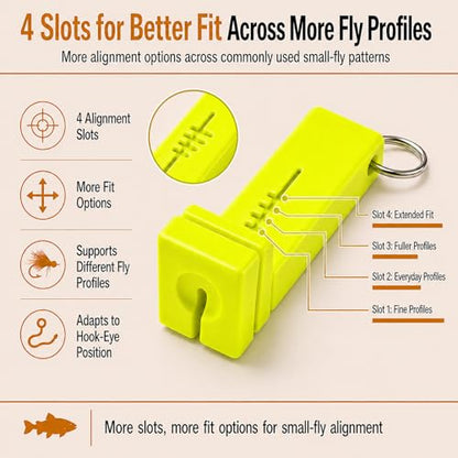 Fly Fishing accessories- Magnetic Fly Threader Bright Orange, 4-Slot Precision Threading Tool for Fly and Ice Fishing, Lightweight Plastic Hook Threader with Keychain for Wading Low Light Cold Hands | Magnetic Fly Threader for Tiny Hook Eyes, Cold Hands,