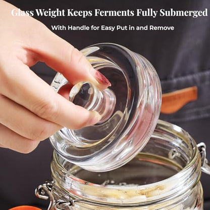 JILLMO Wide Mouth Glass Fermentation Jar with Airlock & Glass Weight, 2L (64oz) Fermenting Jar for Sauerkraut, Kimchi, Pickles & More,Pack of 2 - size: 2 Liter