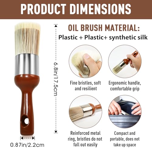 Horse Hair Brush for Leather and Furniture Salve - Durable Wax Brushing Tool with Comfortable Handle for Home Leather Cleaning （Long Handle） - size: Large