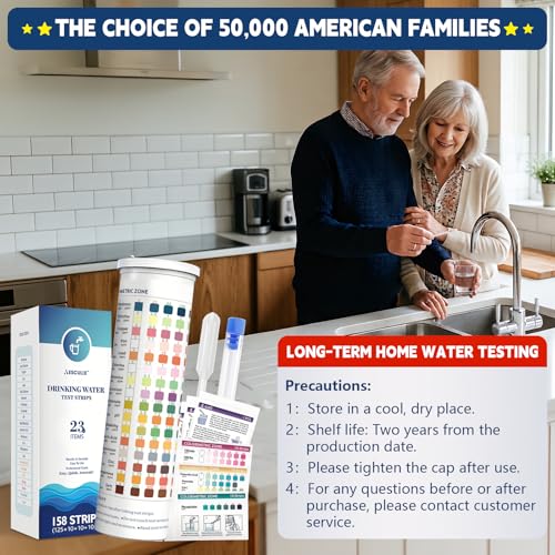 All-New 23 in 1 Drinking Water Testing Kit 158 Strips,Well Water Testing Kit & Water Test Strip for House Water for Hardness，Chlorine,Copper,Iron,Lead,pH and More