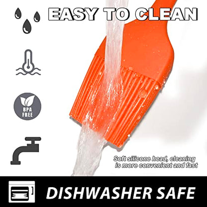 Anaeat Silicone Basting Pastry Brush- 2 Pack Heat Resistant Brushes with Soft Bristles, Hygienic Seamless Design, Marinade Brush Great in Baking for Spreading Oil Butter Sauce BBQ Grill (Orange) - color: Orange 2 Pcs (10"+8.2")