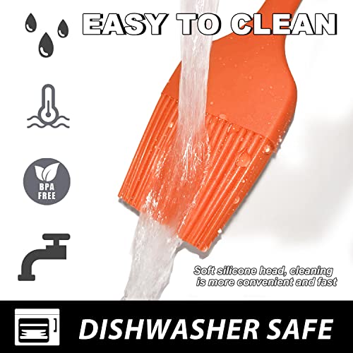 Anaeat Silicone Basting Pastry Brush- 2 Pack Heat Resistant Brushes with Soft Bristles, Hygienic Seamless Design, Marinade Brush Great in Baking for Spreading Oil Butter Sauce BBQ Grill (Orange) - color: Orange 2 Pcs (10"+8.2")