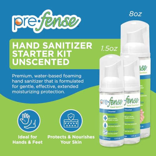 Foam Hand Sanitizer Starter Kit - Kills 99.9% of Common Germs - Alcohol-Free - Moisturizing, Non-Skin Drying, Water-Based Formula - Made in USA - Unscented - 2 x 1.5 oz & 1 x 8 oz Bottles - size: 3.67 Fl Oz (Pack of 3)