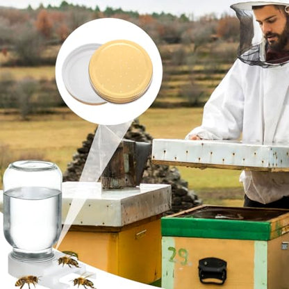 Toddmomy Bee Watering Station Lid 5 Pack Bee Feeder Lids for Hive Entrance Reusable Iron Beehive Water Device Easy Install Beekeeping Supplies for Water Feeding