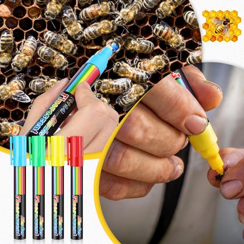 Qualirey 5 Pcs Queen Bee Marking Kit 1 Marking Bottle 4 Color Marking Pens Beekeeping Supplies Beekeeper Marking Tools Queen Bee Catcher One Handed Queen Marking Must-Have Equipment for Beekepers - color: Yellow