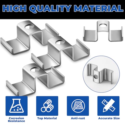 MorningRo 25 Pcs Grating Clip Saddle Clip Galvanized Carbon Steel for Screw Size 1/4 Inch for Industrial Flooring Drainage Systems Mezzanines Walkways Stair Treads (Silver)