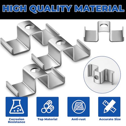 MorningRo 25 Pcs Grating Clip Saddle Clip Galvanized Carbon Steel for Screw Size 1/4 Inch for Industrial Flooring Drainage Systems Mezzanines Walkways Stair Treads (Silver)