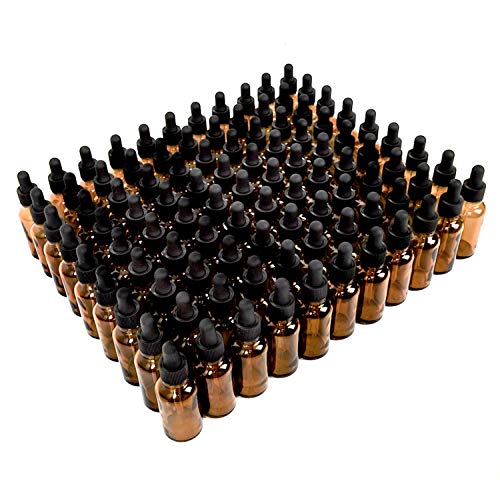 YoleShy 1oz Glass Dropper Bottle,99 Pack Amber Glass Bottles with Droppers and Black cap for Essential Oils, Lab Chemicals, Perfumes - color: 99 PACK/Amber