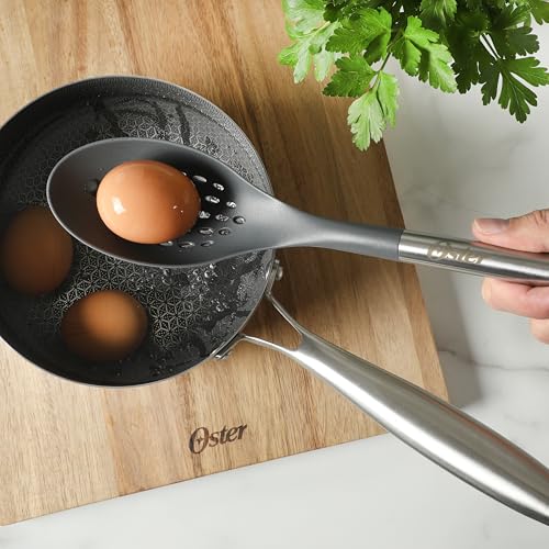 Oster Chadswyck 13.8” Slotted Cooking Spoon, Heat Resistant Silicone Head, Safe for Nonstick Cookware, Dishwasher Safe - color: Chadswyck (13.8" Slotted Spoon)