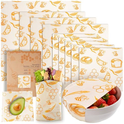 9 Pack Beeswax Wraps for Food – Reusable Beeswax Bread Bag & Sandwich Wrap | Organic & Eco-Friendly,Sustainable Bees Paper,Retain Freshness,Perfect Alternative to Aluminum Foil Sourdough Storage - color: 9 Pack（Bread）