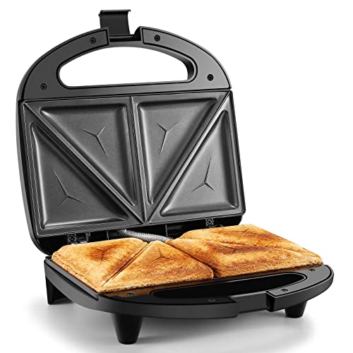 OSTBA Sandwich Maker, 2 Slice Grilled Cheese Maker with Non-stick Triangle Plates, Indicator Lights, Cool Touch Handle, Easy to Clean and Store, 750W - style: ABS07-T
